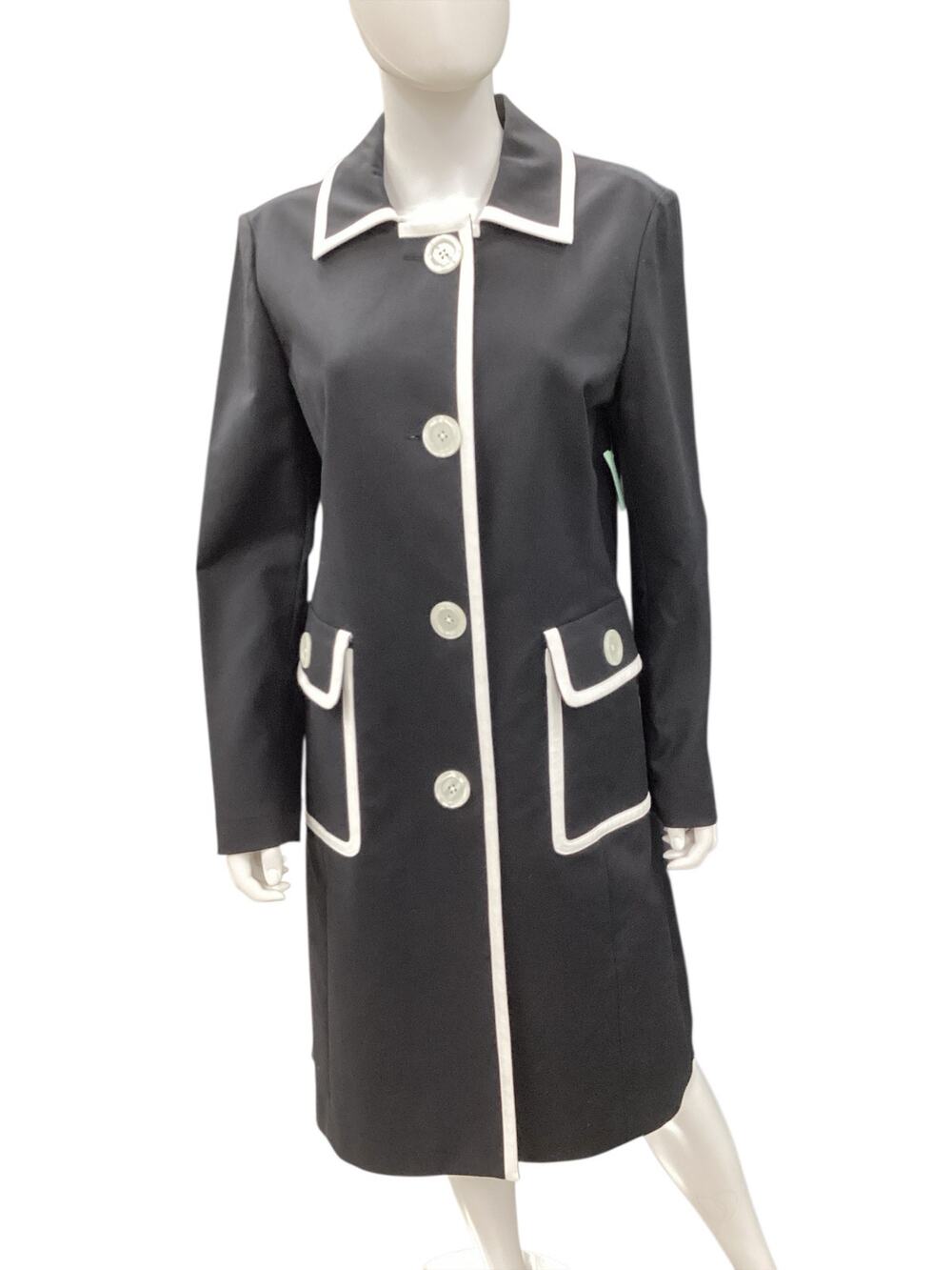 Vintage Michael By Michael Kors Coat Women’s SZ L Trench Big Buttons Black&White